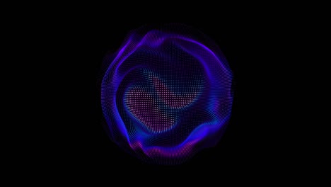 looped distortion waves on abstract sphere of particles. digital data splash of spherical point array. futuristic glitch ui element
