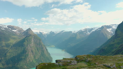 oldeelva river at the oldedalen valley on the shore of the nordfjorden in olden, norway