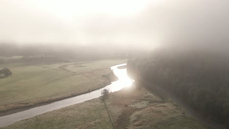 flying over the river dee, a river in aberdeenshire in scotland