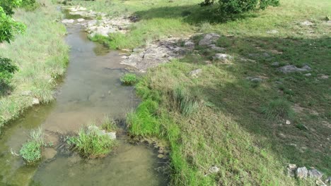 Aerial-drove-flight-over-the-South-Cypress-Creek-near-Marble-Falls-and-Johnson-City-in-Texas