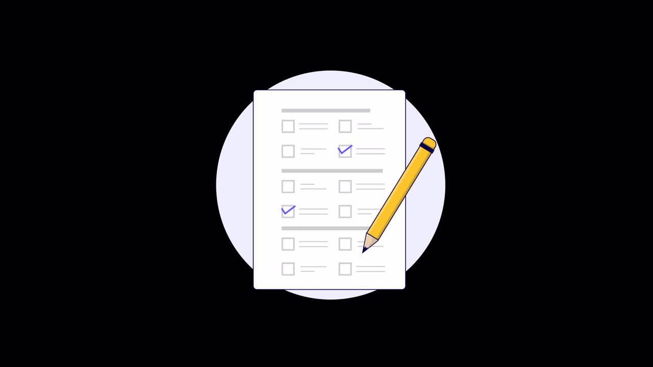 Animated Checklist with Pencil Marking Boxes