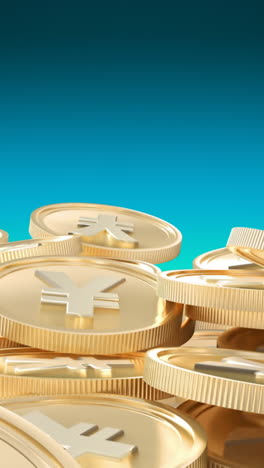 animación de monedas de oro sobre fondo azul