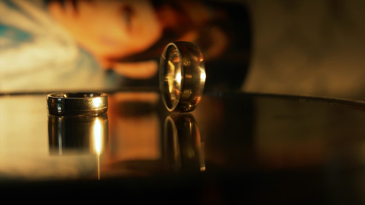 Close shot of a spinning wedding ring