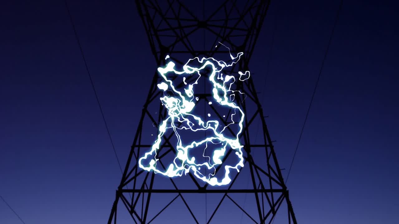 animación de pilares eléctricos y nubes de humo