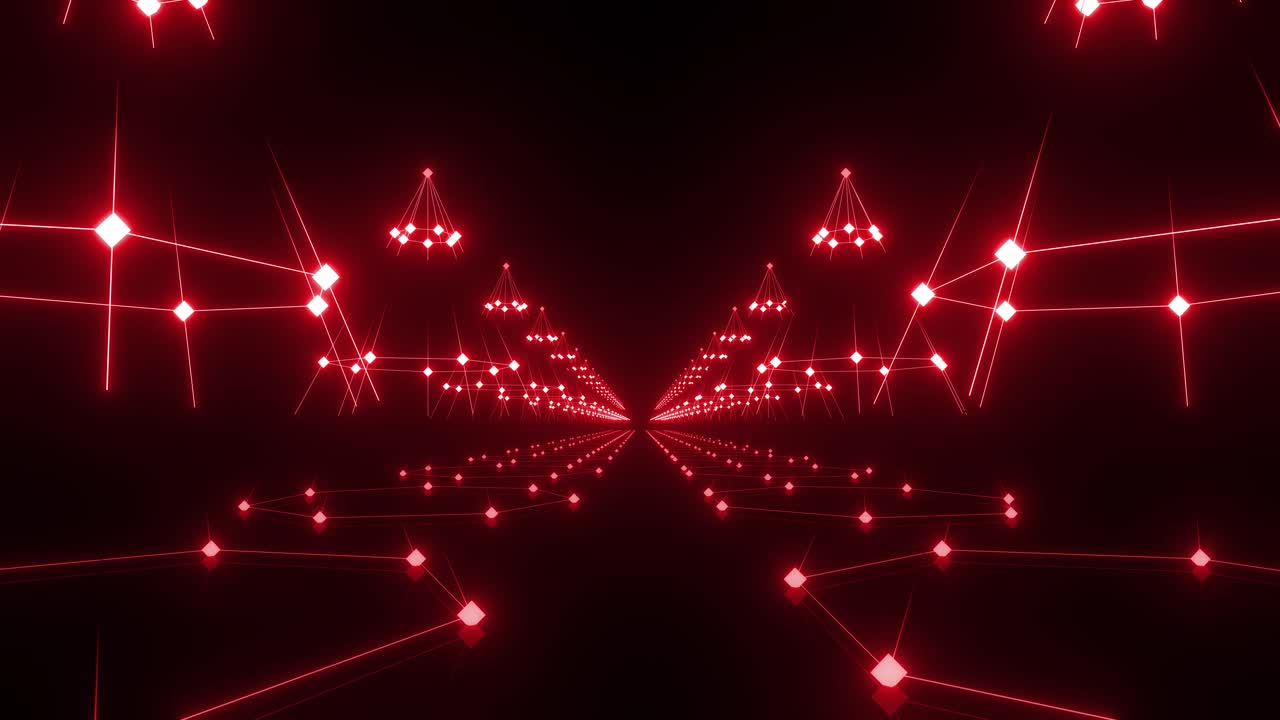 Red Glowing Geometric Tunnel