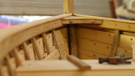 handcrafted boat bow, wooden clinker build, traditional boatbuilding