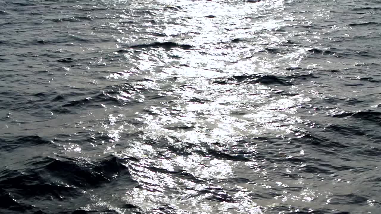 석양에 평화로운 롤링 바다 파도