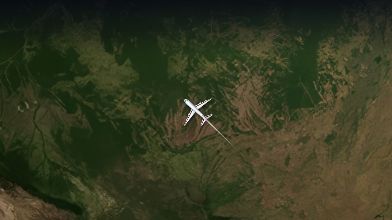 Satellitkortanimation sporer et kommercielt fly, der flyver fra Sao Paulo til Las Vegas