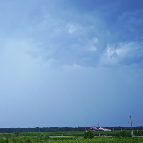 bright lightning on the sky. realistic view of direct lightning from sky to the ground in rural place. dangerous time.