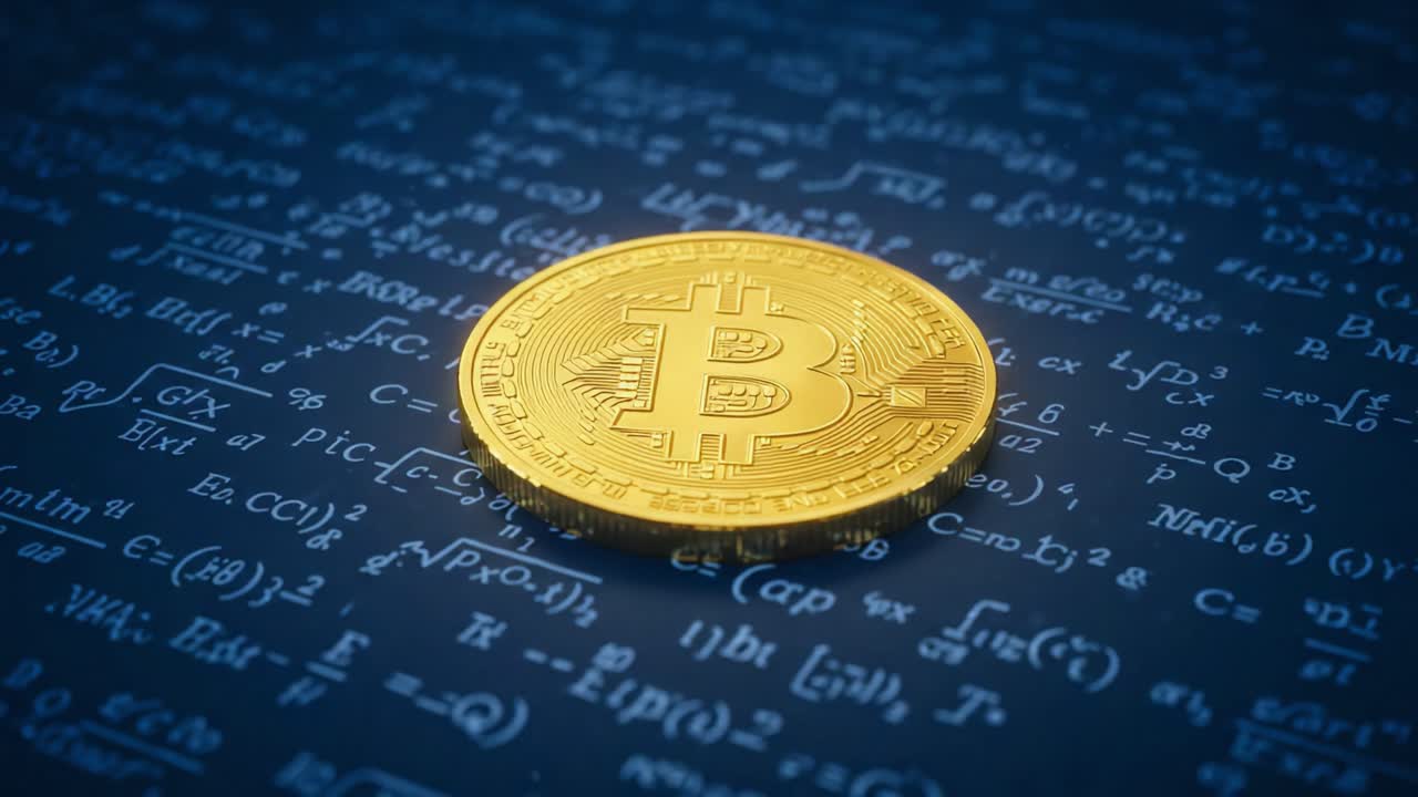 Cryptocurrency Revolution: A Dynamic Look at Bitcoin Symbolizing the Future of Digital Assets and Financial Innovation Amidst Complex Mathematical Foundations