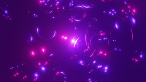 neon background. neon transparent balls move in space and shine. 4k loop animation.