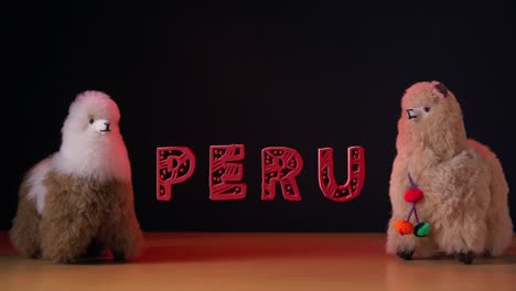 peru title with cute llama plushes