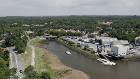 drone aerial views of the french harbour town capbreton in the aquitaine region of the south of france