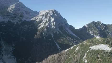 majestic mountain range: aerial view of alpine peaks and forests
