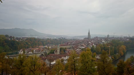 slow left to right camera movement showing the city of bern from a highpoint
