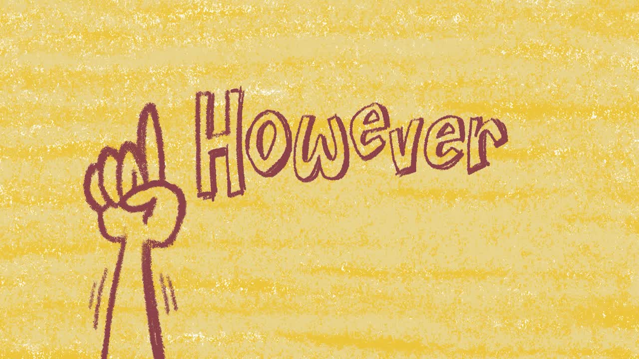 위를 가리키는 손으로 시작되는 만화 스타일의 애니메이션