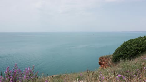 tranquil blue waters of black sea coast from cape kaliakra headland in bulgaria