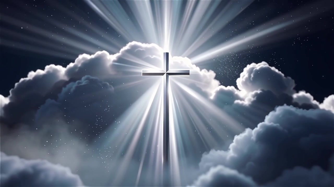 Christian Cross Heavenly Light Worship Background