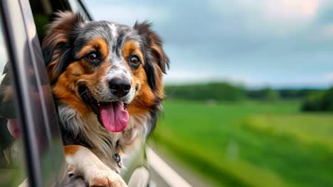 a dog sticking its head out the window of a car