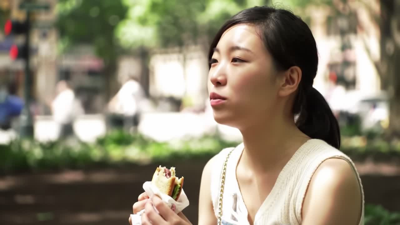 Enjoying a Freshly Made Sandwich in the Park: A Moment of Relaxation and Delight Amidst Nature's Beauty