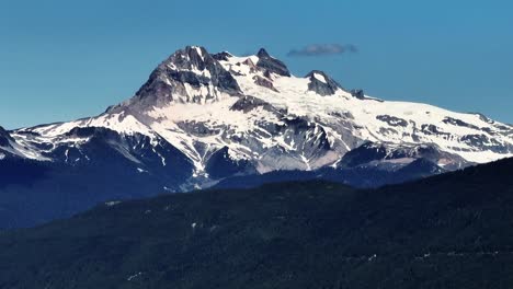 snow covered mountain of garibaldi view from distance in bc, canada