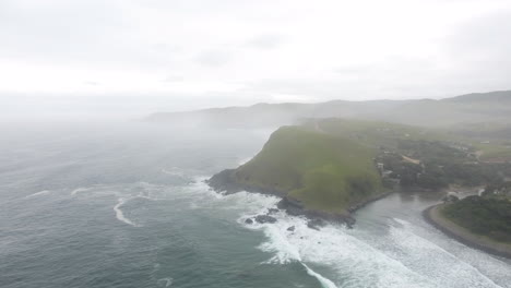 Cinematic-aerial-footage-of-Coffee-Bay-in-South-Africa-at-sunrise