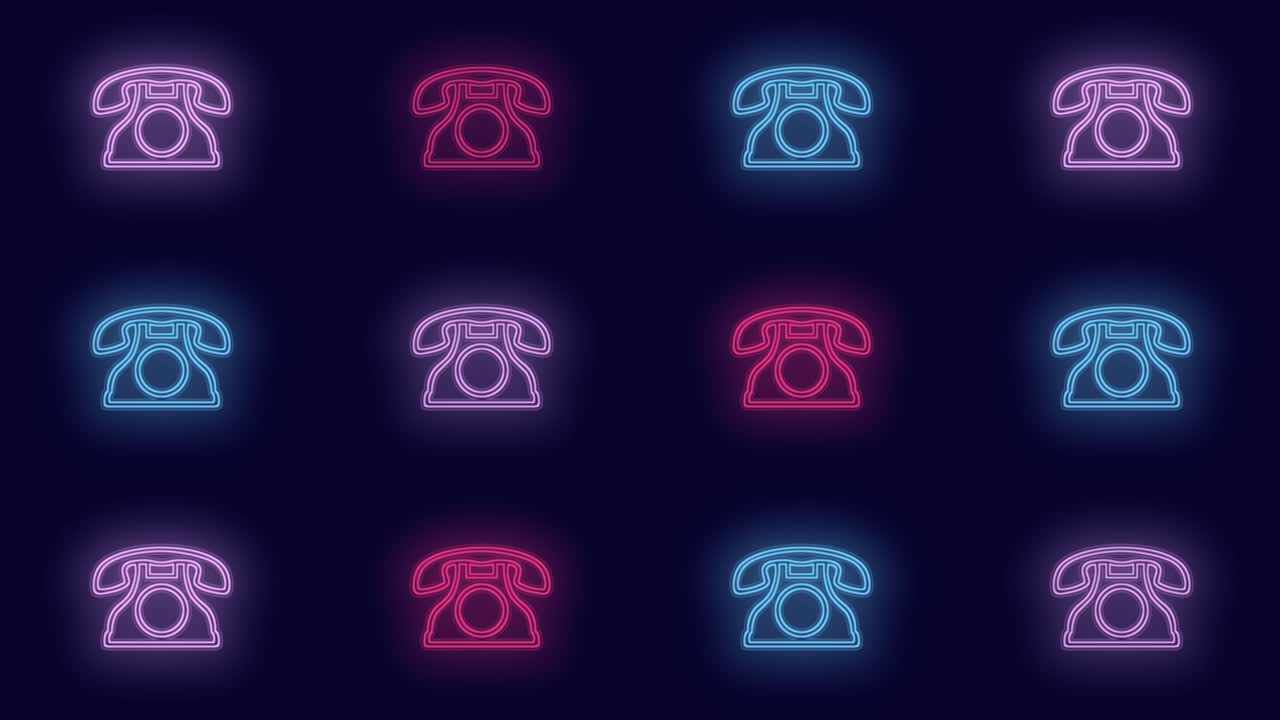 patrón de teléfonos retro de colores neón en la noche