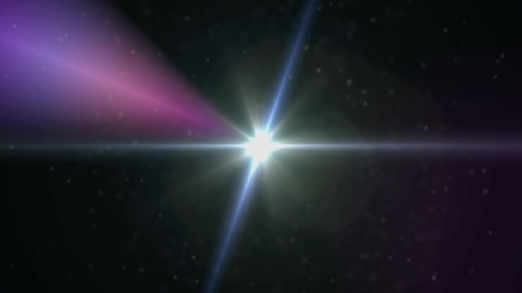 Animazione HUD 2D di un bersaglio con uno sfondo di riflessi anamorfici.