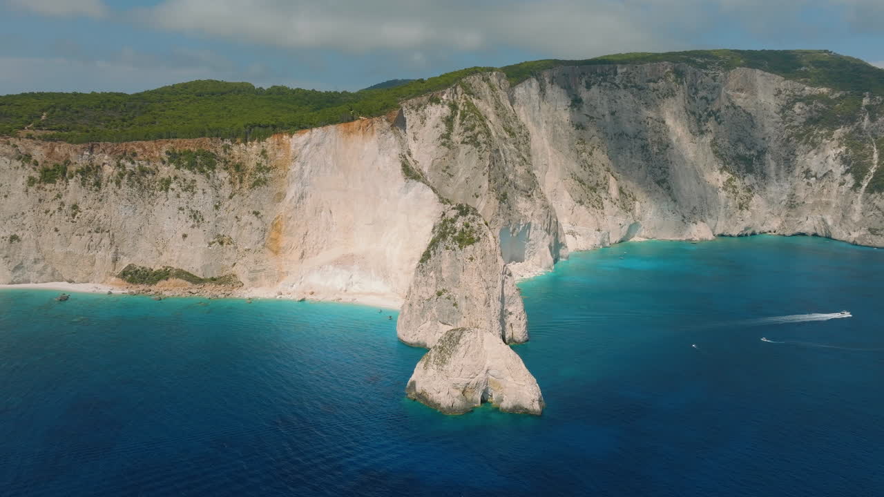 Aerial View of a Beautiful Greek Beach and Cliffs