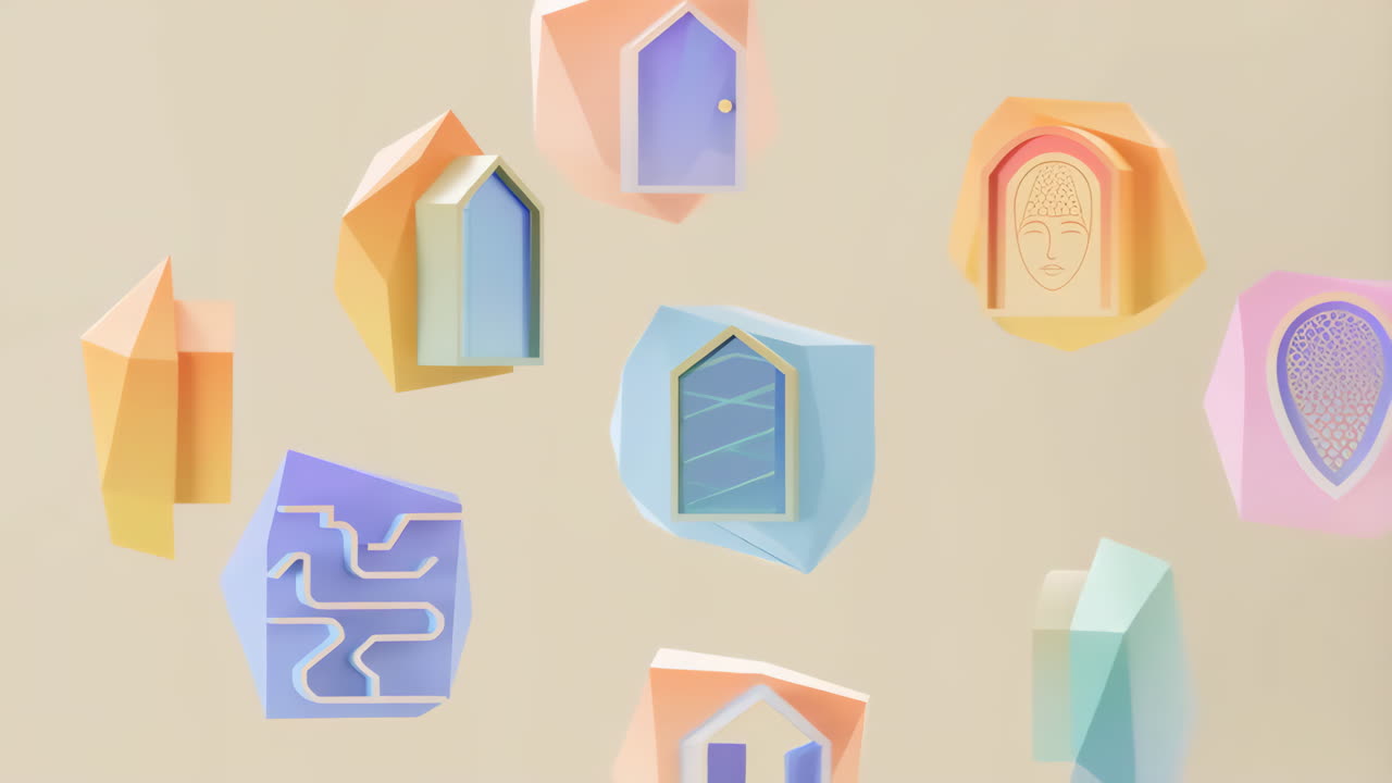 Abstract Doors and Windows in Pastel Colors