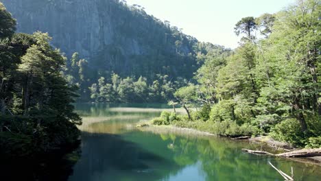 dolly out in lake chico of huerquehue national park, chile