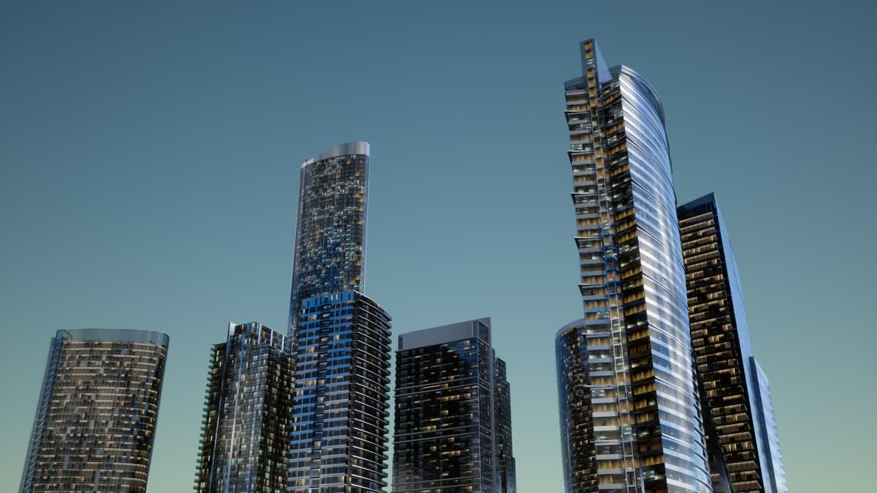 rascacielos de la ciudad por la noche