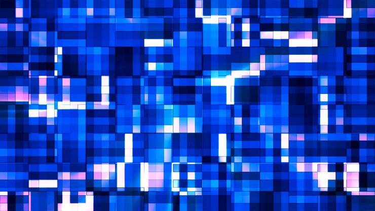Blocchi hi-tech quadrati scintillanti, multicolore, astratti, per broadcast