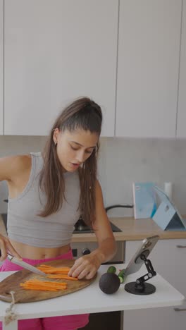 woman preparing healthy food in a modern kitchen