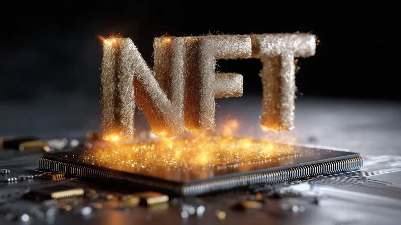 Visually Striking Representation of NFTs with Enhanced Digital Textures Emerging from a Circuit Board Theme in a Futuristic Setting