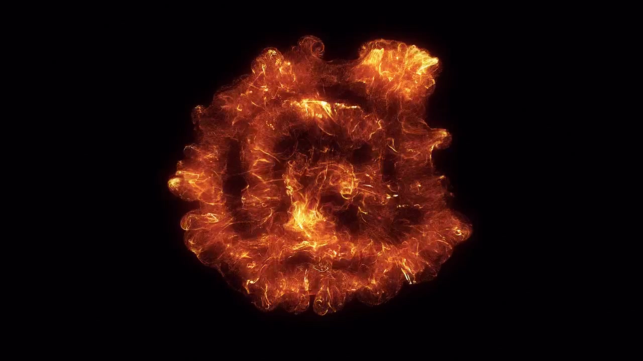Dynamic Fiery Energy Burst Expanding and Dissipating