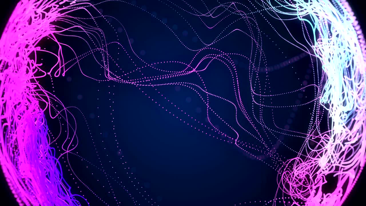 animación 3d abstracta. colorido audio partículas que reaccionan moviéndose caóticamente.