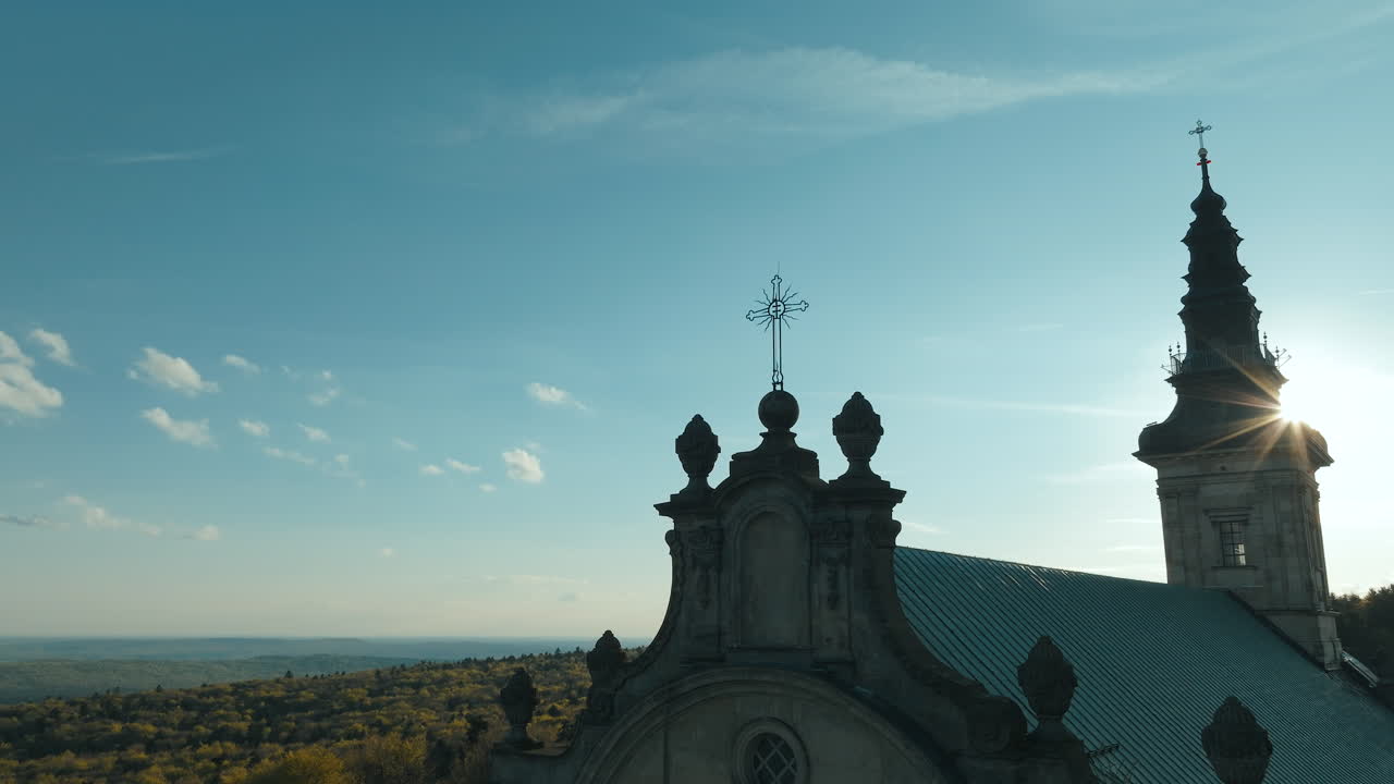 Church Rooftop Detail with Sunset Sky