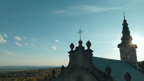 church rooftop detail with sunset sky