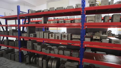 wide view of heavy moulding die storage room