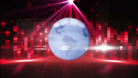 animation of red disco lights and rotating globe