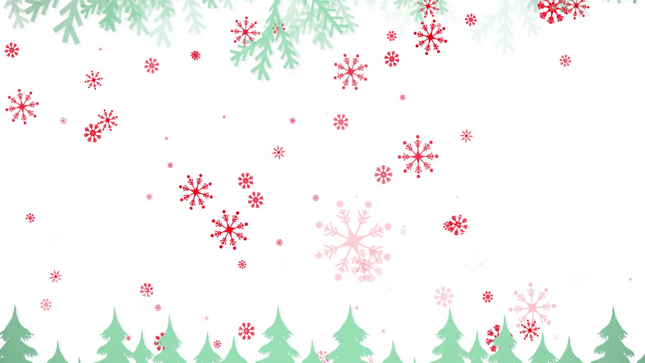 animación de la nieve cayendo sobre los árboles de navidad