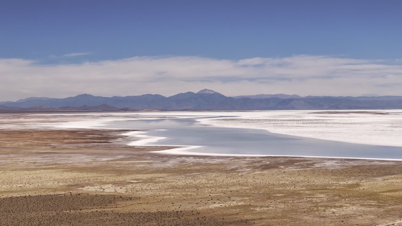 Aerial Drone Flyover At Salinas Grandes of Jujuy and Salta Provinces, Argentina