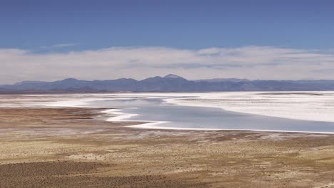 aerial drone flyover at salinas grandes of jujuy and salta provinces, argentina