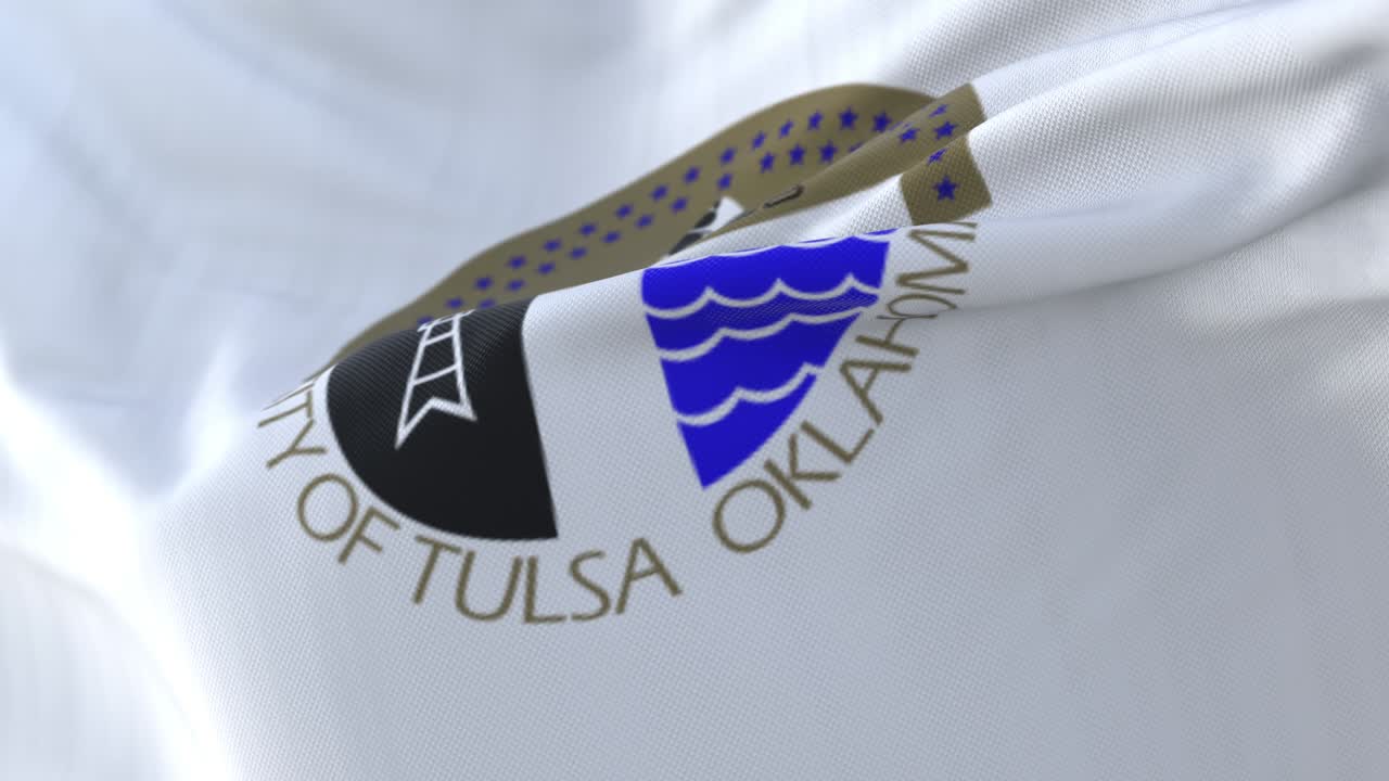Tulsa city flag, city of USA or United States of America - loop