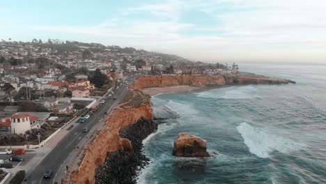 Epic-drone-shot-above-beach-in-San-Diego-in-Southern-California