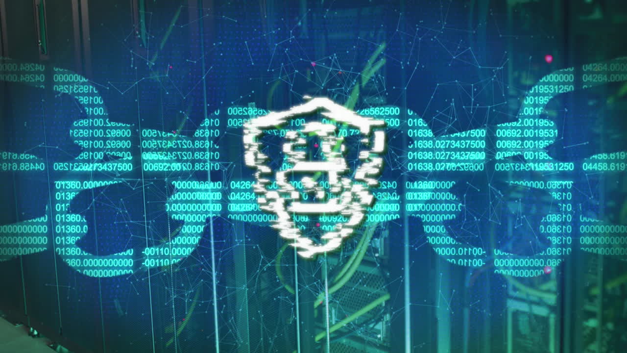 Animation of padlock over server room