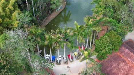 Aerial-shot-of-a-beautiful-marina-full-of-colorful-boats-in-Brazil