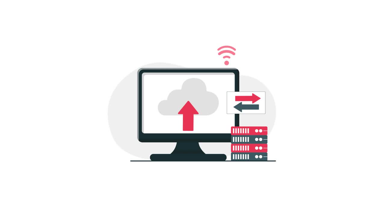 Data Transfer and Cloud Computing Concept with Computer and Servers