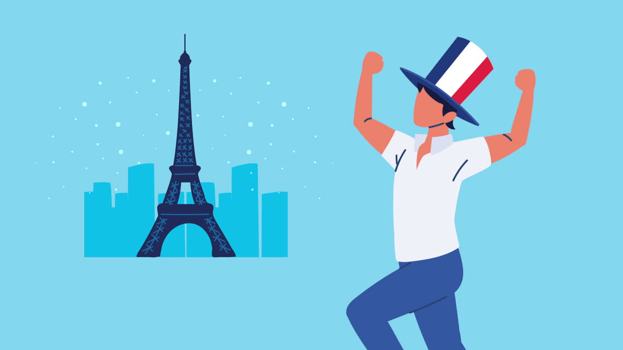 파리의 에펠탑에서 프랑스인과 함께